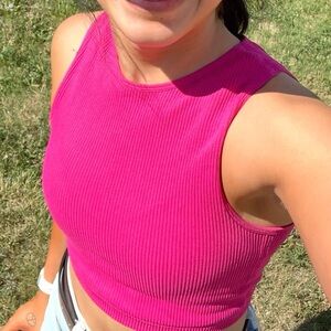 Vibrant Hot Pink Sleeveless Crop Top